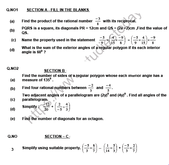 CBSE Class 8 Mathematics Worksheet Set G Solved 1