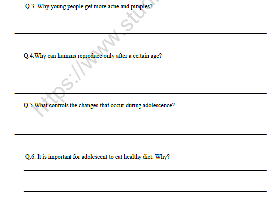 CBSE Class 8 Science Age of Adolescence Worksheet Set A 2