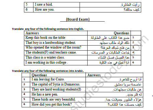 CBSE Class 9 Arabic Practice Worksheet Set E 3