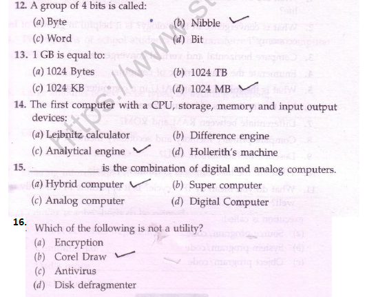 CBSE Class 9 Computer Science Computer Hardware Worksheet 3