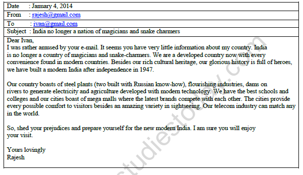 CBSE Class 9 English Email Writing Worksheet 2