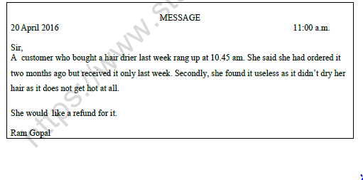 CBSE Class 9 English Message Writing Worksheet 2