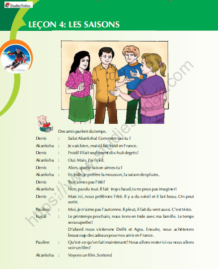 CBSE Class 9 French Les Saisons Worksheet 1