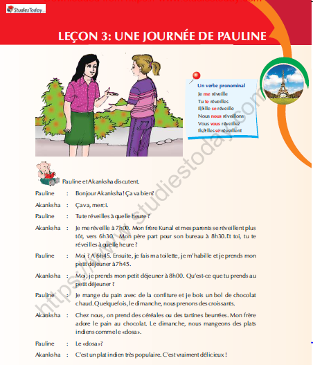 CBSE Class 9 French Une Journee De Pauline Worksheet 1