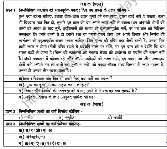 CBSE Class 9 Hindi Worksheet Set B 1