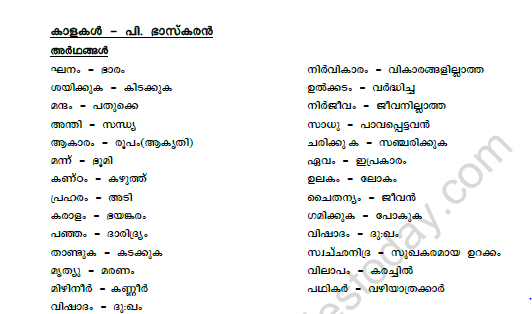 CBSE Class 9 Malayalam Kalakal Worksheet Set B 1