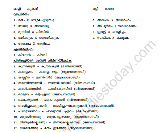 CBSE Class 9 Malayalam Kalakal Worksheet Set B 3