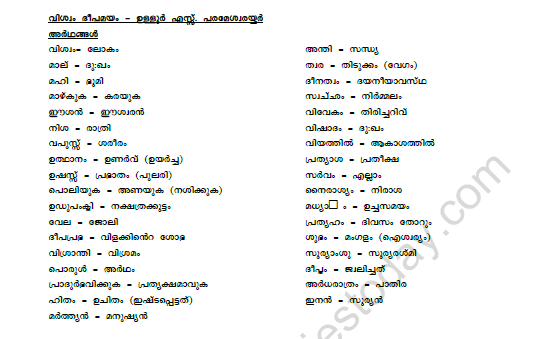 CBSE Class 9 Malayalam Viswam Deepamayam Worksheet Set D 1