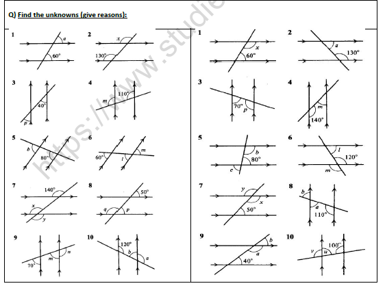 CBSE Class 9 Mathematics Lines and Angles Worksheet Set C 3