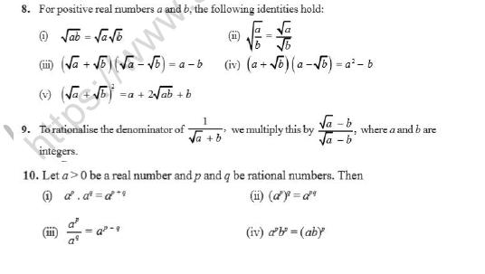 CBSE Class 9 Mathematics Number Systems Worksheet Set B 2