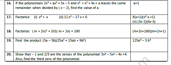 CBSE Class 9 Mathematics Polynomials Worksheet Set C 3