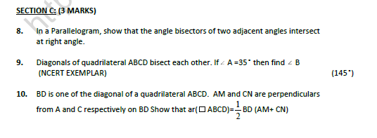 CBSE Class 9 Mathematics Quadrilaterals Worksheet Set A 2