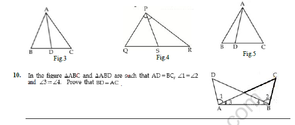 CBSE Class 9 Mathematics Triangles Worksheet Set A 3