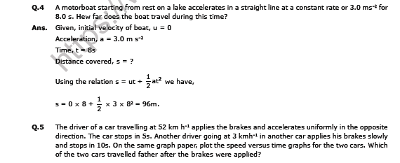 CBSE Class 9 Science Motion Worksheet Set I 4