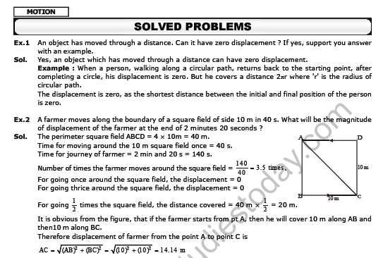 CBSE Class 9 Science Motion Worksheet Set J