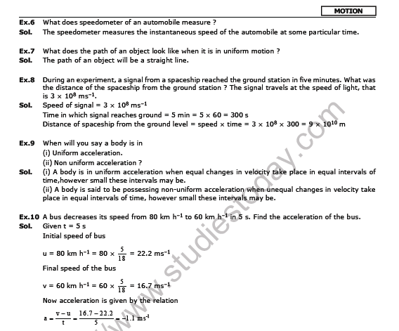 CBSE Class 9 Science Motion Worksheet Set J 3