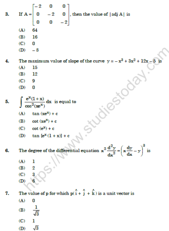 CBSE Class 12 Mathematics Boards 2020 Question Paper Solved Set C