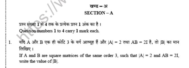 CBSE Class 12 Mathematics Question Paper 2021 Set D