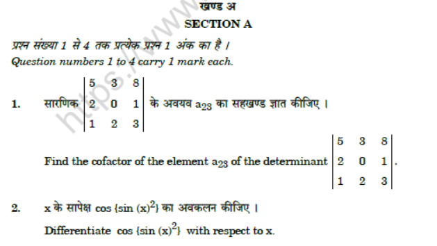 CBSE Class 12 Mathematics Question Paper 2021 Set E