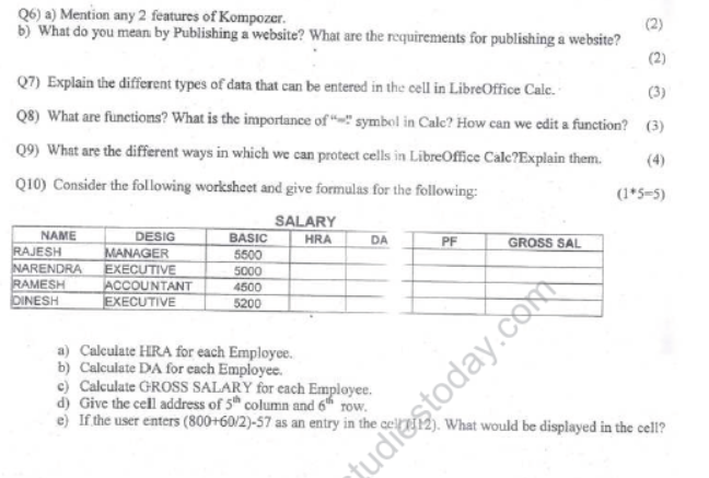 CBSE Class 7 Computer Science Sample Paper Set J