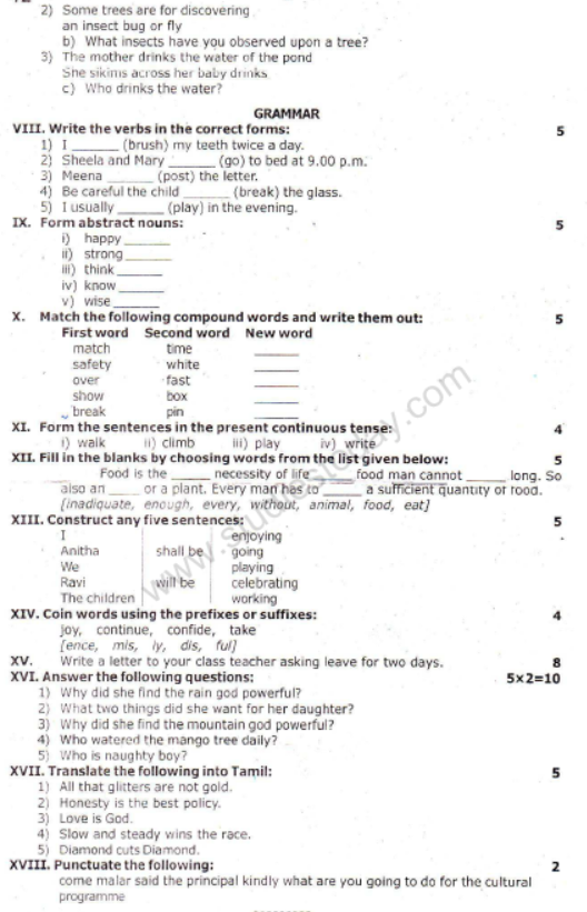 CBSE Class 7 English Sample Paper Set U