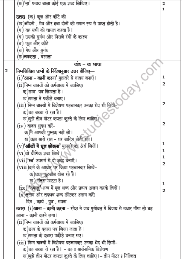 CBSE Class 7 Hindi Question Paper Set S Solved