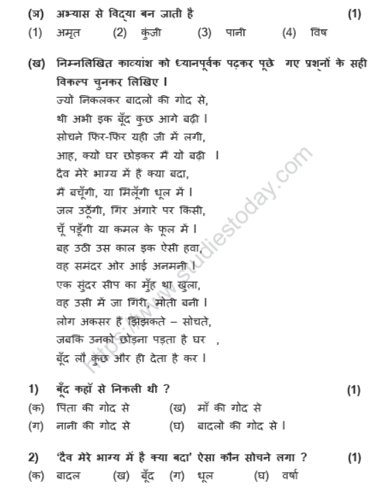 CBSE Class 7 Hindi Sample Paper Set V