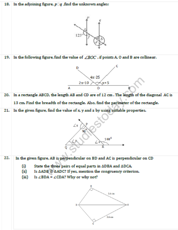 CBSE Class 7 Mathematics Sample Paper Set F