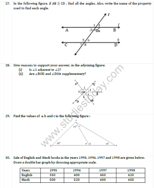 CBSE Class 7 Mathematics Sample Paper Set F