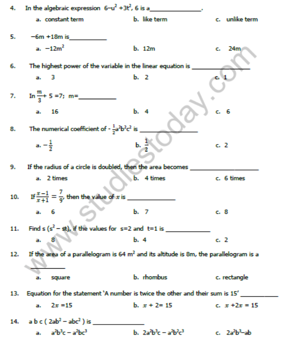 CBSE Class 7 Mathematics Sample Paper Set J