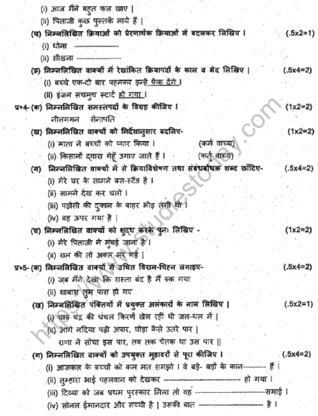 CBSE Class 8 Hindi Question Paper Set V