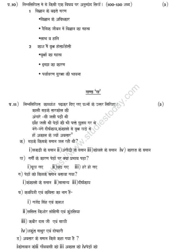 CBSE Class 8 Hindi Sample Paper Set 2