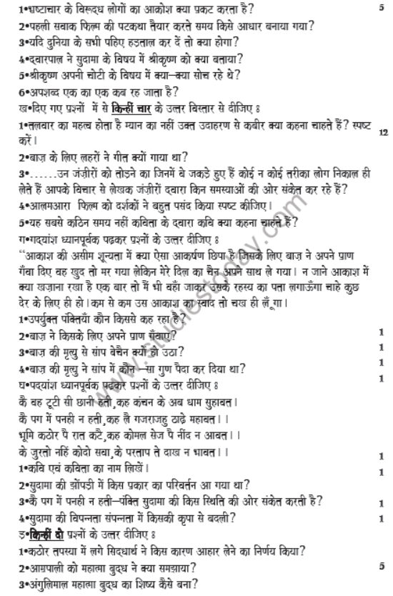 CBSE Class 8 Hindi Sample Paper Set C