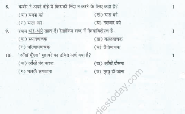 CBSE Class 8 Hindi Sample Paper Set N