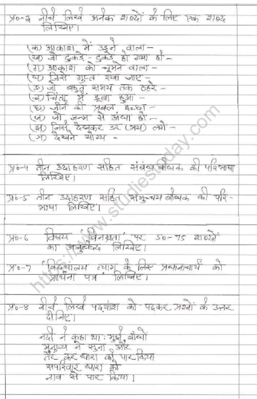 CBSE Class 8 Hindi Sample Paper Set W