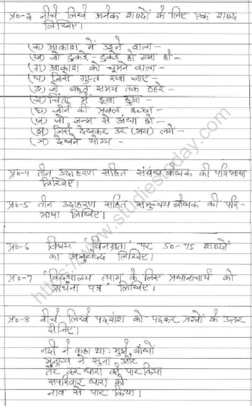 CBSE Class 8 Hindi Sample Paper Set X