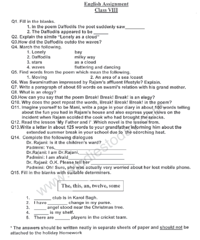 CBSE Class 8 Revision Worksheet Set C