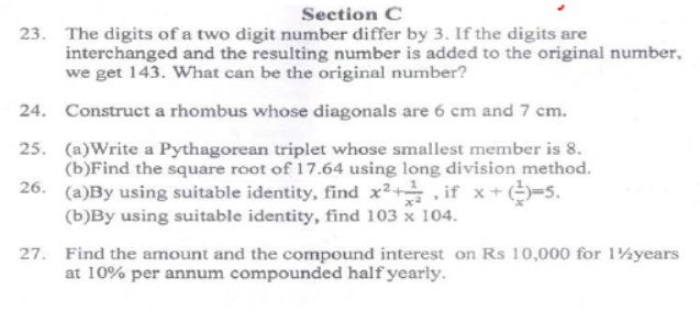 CBSE Class 8 Mathematics Sample Paper Set H