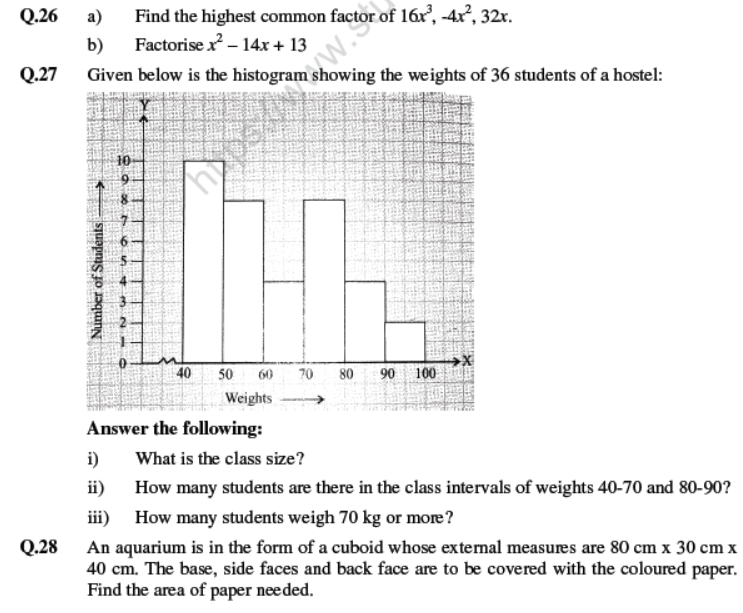 CBSE Class 8 Mathematics Sample Paper Set L