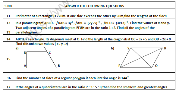 Class 8 Maths Understanding Quadrilaterals Worksheet Set A 2