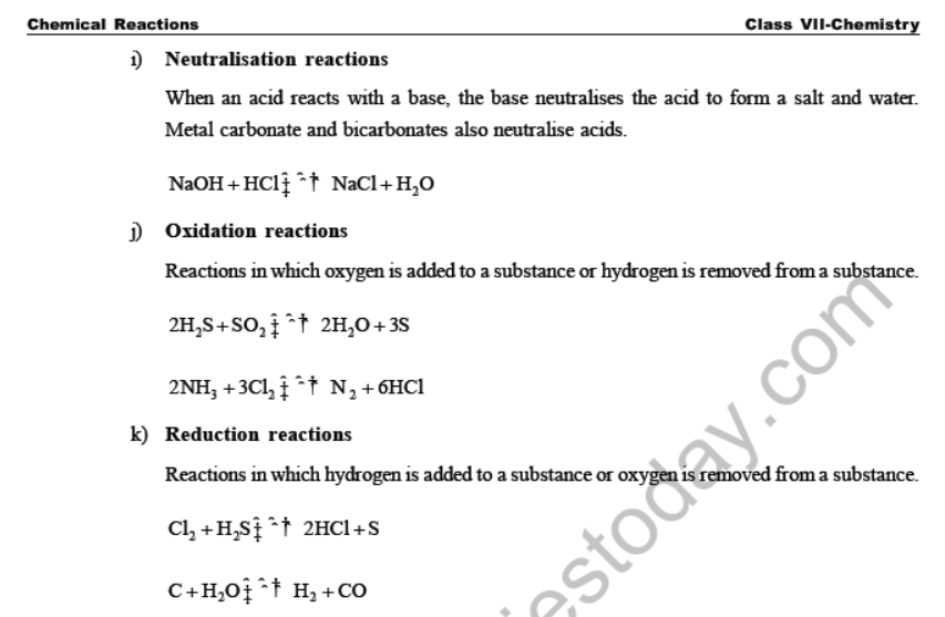 Class 7 Science Chemical Reactions Advanced Notes