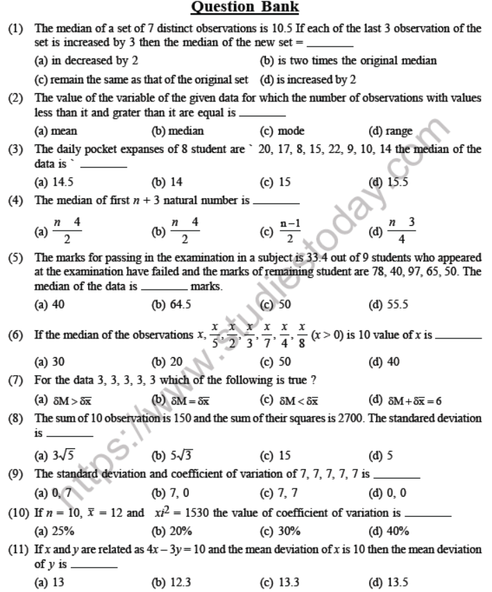 JEE Mathematics Statistics and Probability MCQs