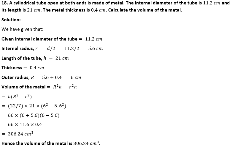 ML Aggarwal Solutions Class 10 Maths Chapter 17 Mensuration