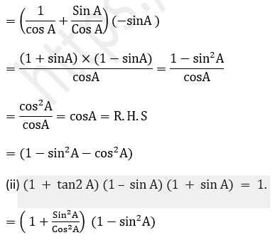 ML Aggarwal Solutions Class 10 Maths Chapter 18 Trigonometric Identities-16