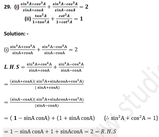ML Aggarwal Solutions Class 10 Maths Chapter 18 Trigonometric Identities-49
