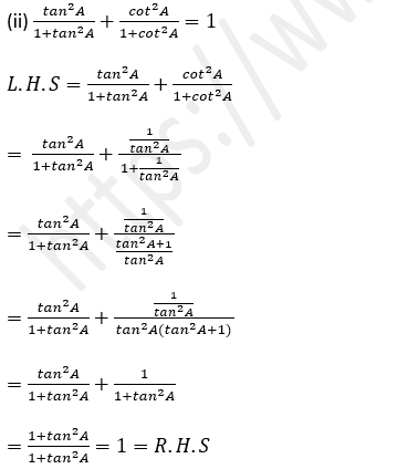 ML Aggarwal Solutions Class 10 Maths Chapter 18 Trigonometric Identities-50