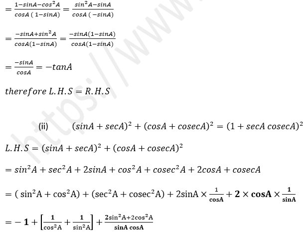 ML Aggarwal Solutions Class 10 Maths Chapter 18 Trigonometric Identities-52