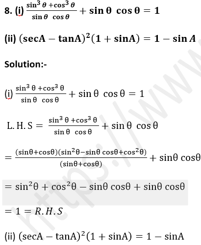 ML Aggarwal Solutions Class 10 Maths Chapter 18 Trigonometric Identities-72