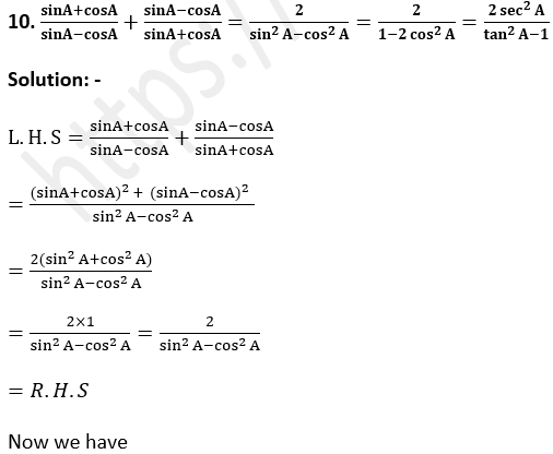 ML Aggarwal Solutions Class 10 Maths Chapter 18 Trigonometric Identities-78