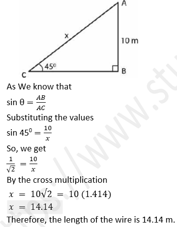 ML Aggarwal Solutions Class 10 Maths Chapter 20 Heights and Distances-10